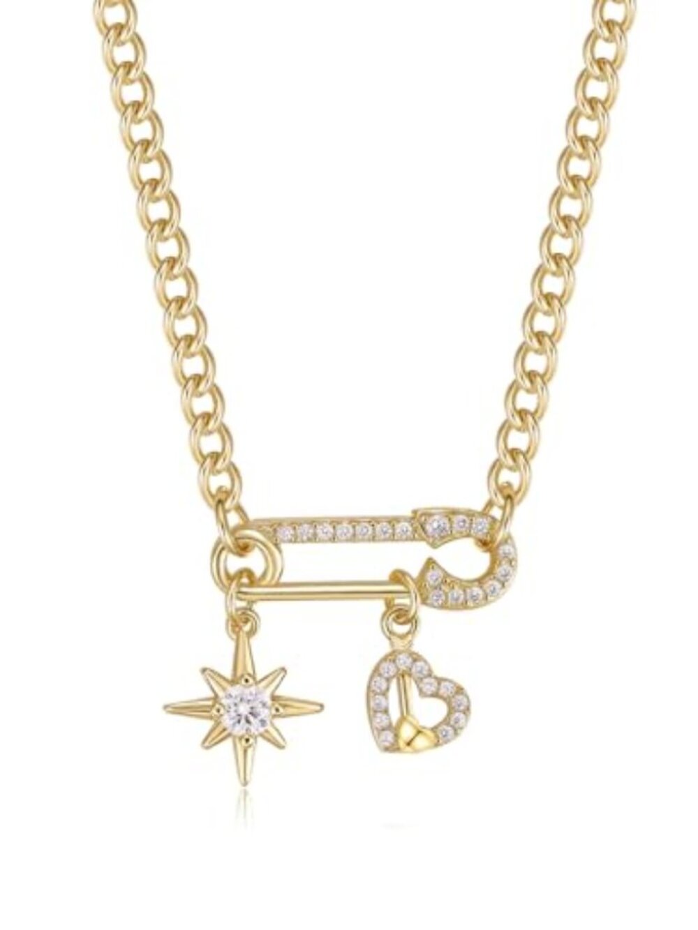 New - Paperclip Pendant Necklace for Women 14K Gold Plated Paperclip Necklaces